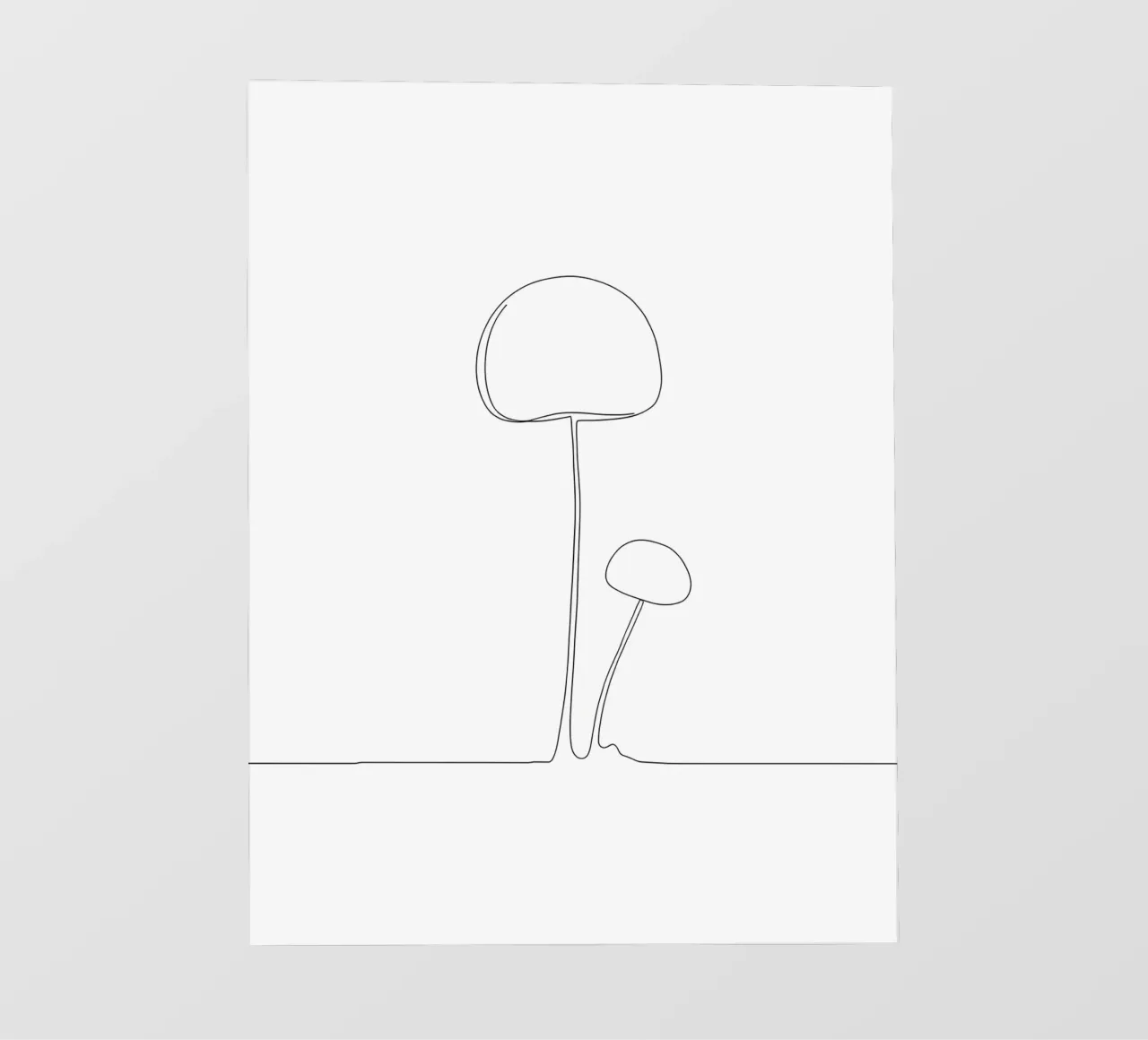 Funghi Line Art minimalista pellicola backlit da Viv Line Art