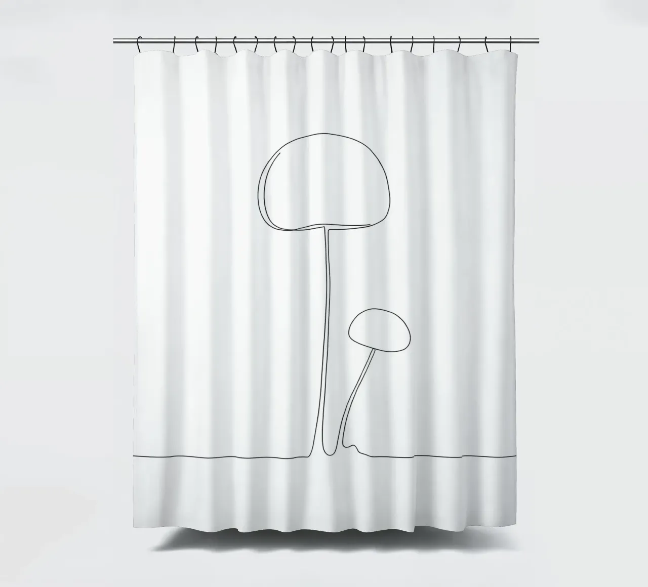 Champignon Dessin au trait minimaliste rideau de douche de Viv Line Art