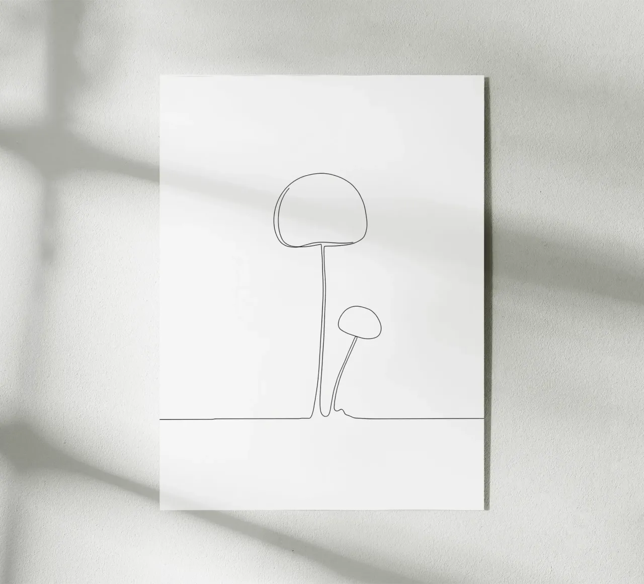 Funghi Line Art minimalista plexiglass da Viv Line Art
