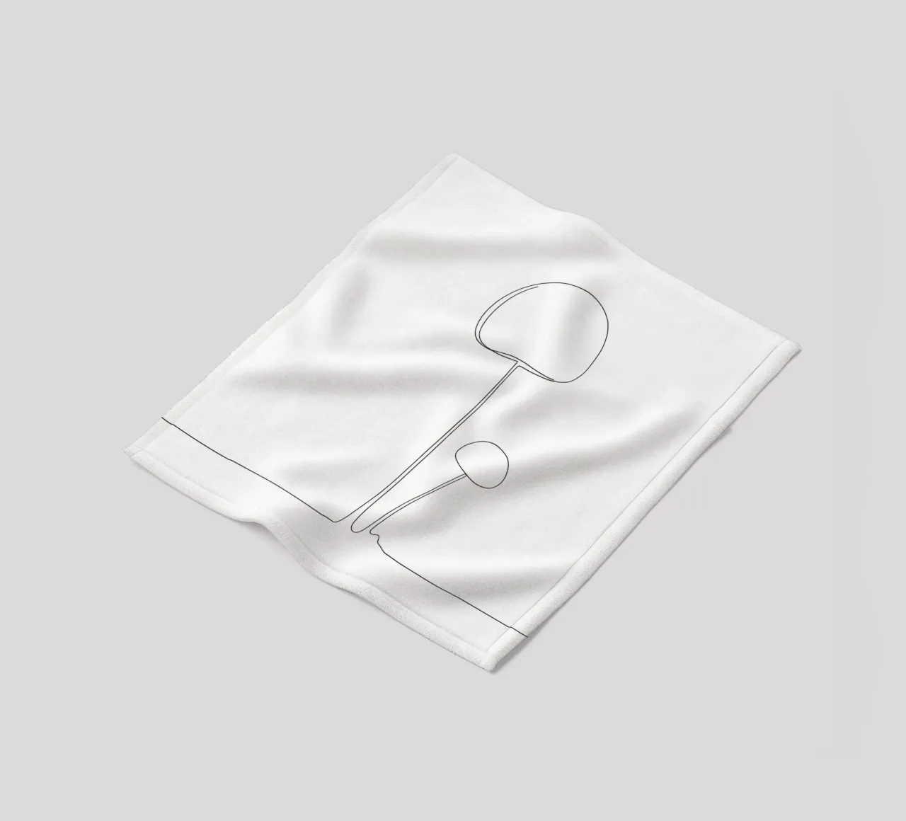 Funghi Line Art minimalista coperta in pile da Viv Line Art