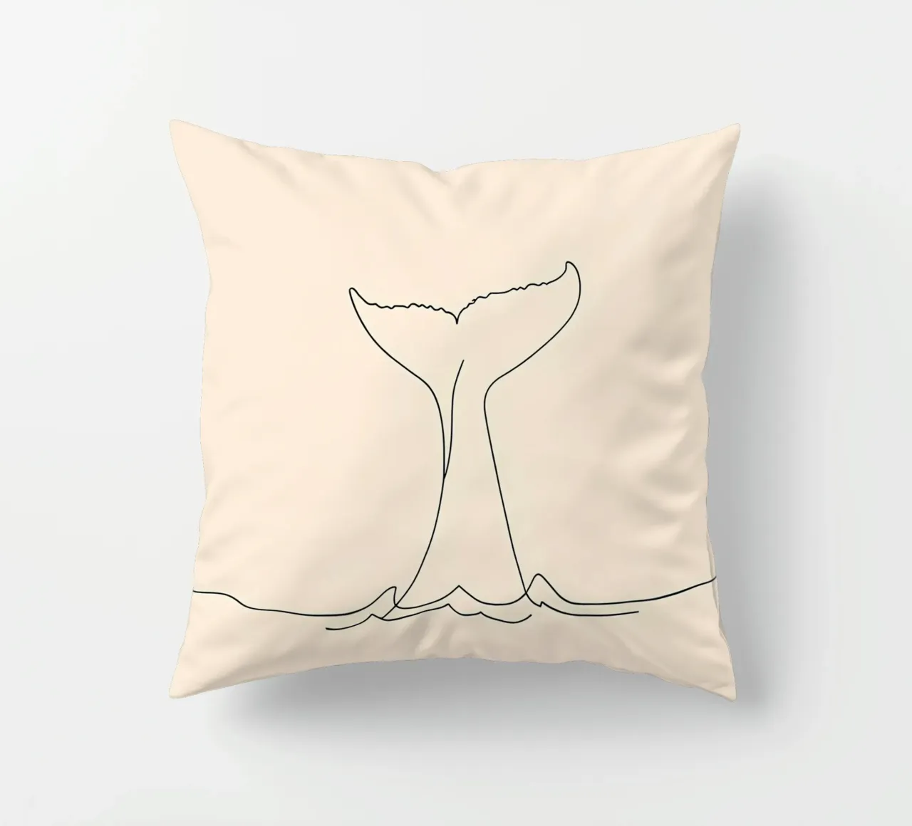 Whale Tail Minimalist Line Art decorative cushion by Viv Line Art