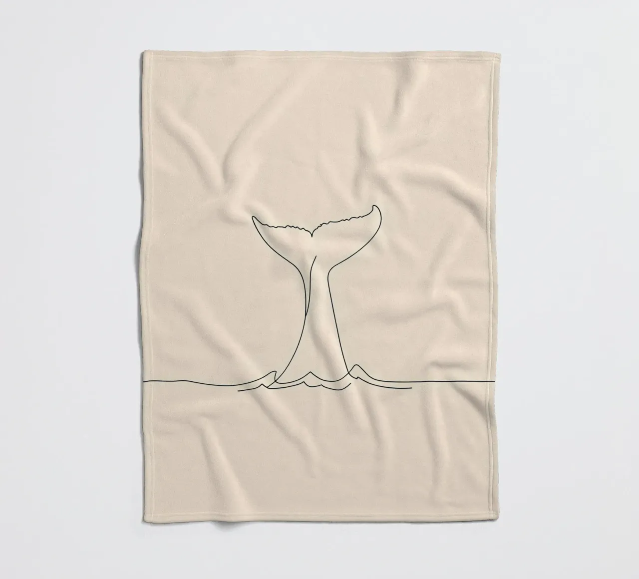 Minimalistische lijntekening walvisstaart fleecedeken van Viv Line Art