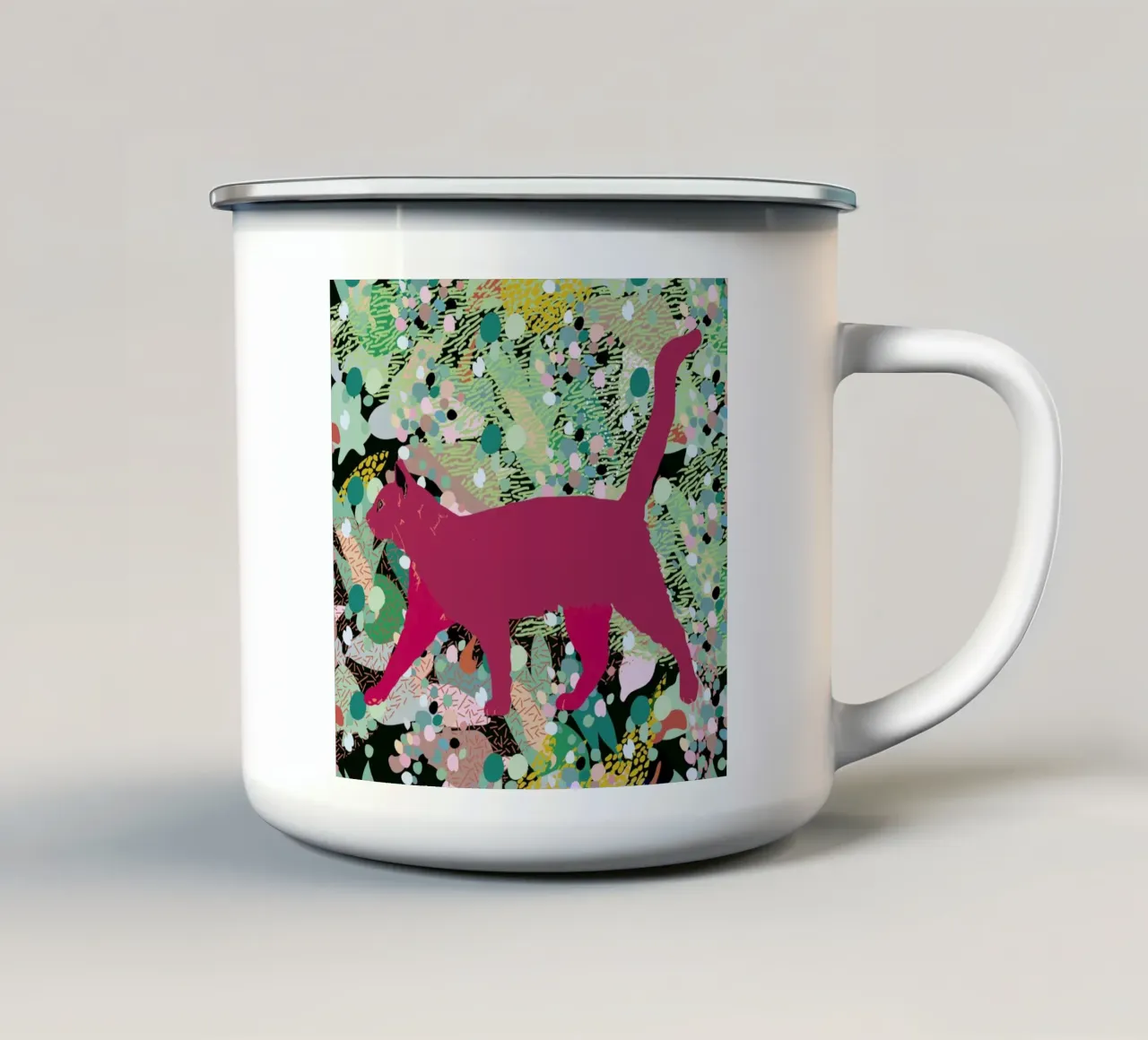 Catgenta tazza in smalto da Mariery Young