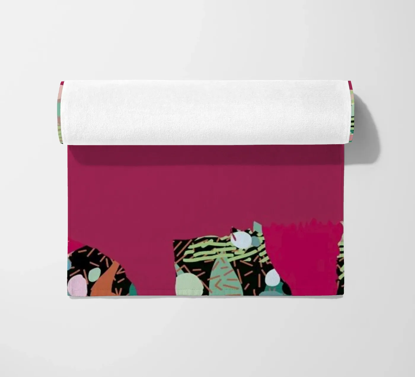 Catgenta beach towel by Mariery Young