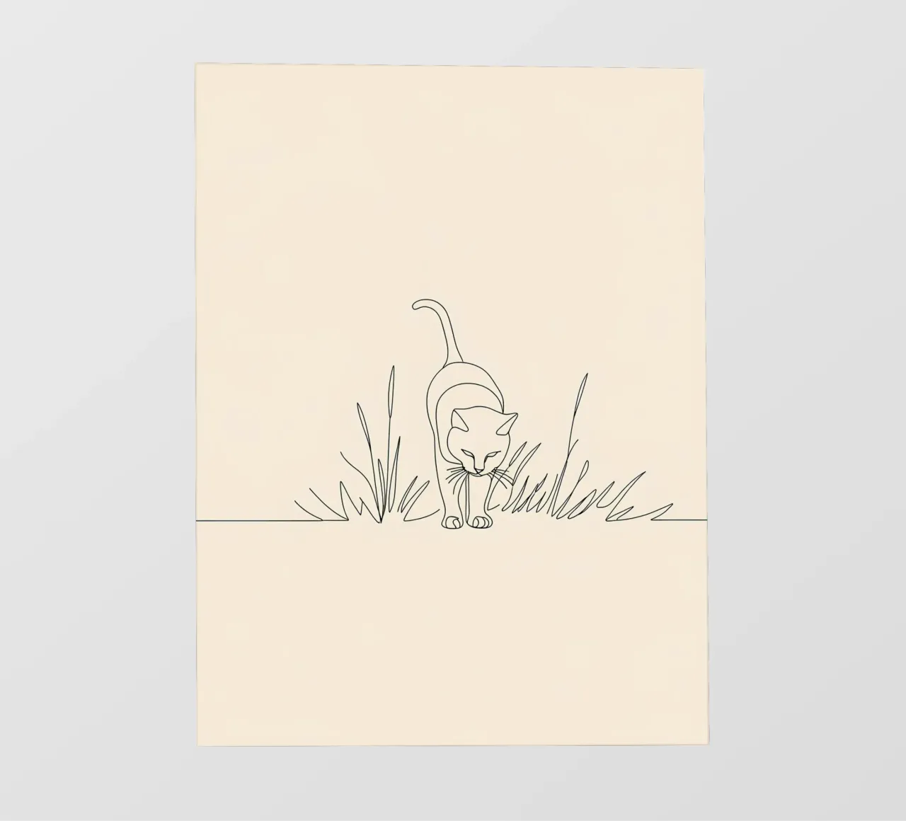 Cat in the Bush Minimalist Line Art photo wallpaper by Viv Line Art