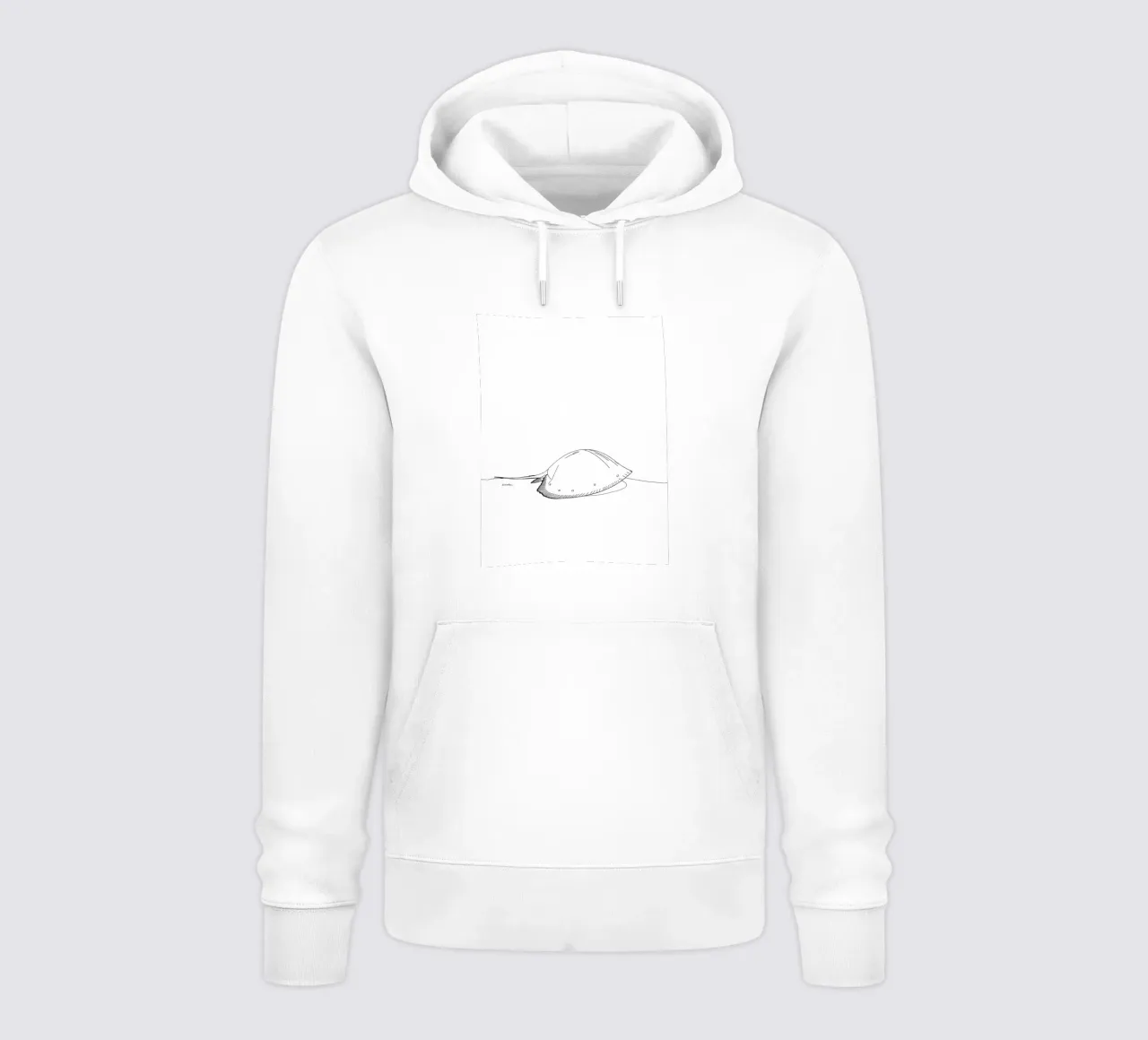 Arte lineare minimalista di una creatura marina felpa con cappuccio da Viv Line Art