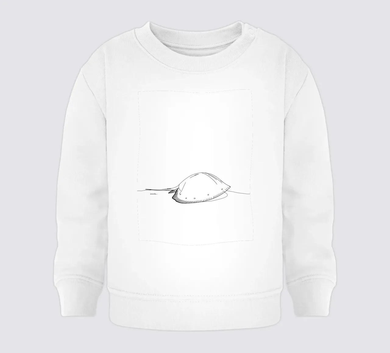Arte lineare minimalista di una creatura marina felpa neonato da Viv Line Art