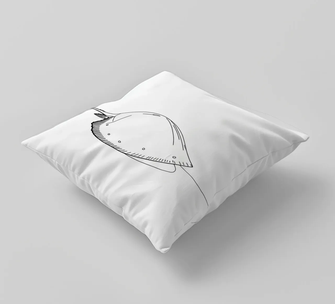 Arte lineare minimalista di una creatura marina cuscino da Viv Line Art