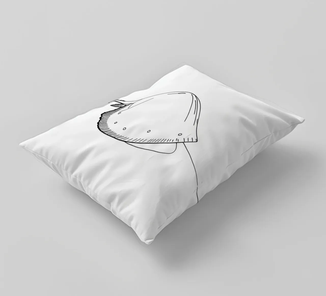 Arte lineare minimalista di una creatura marina cuscino da Viv Line Art