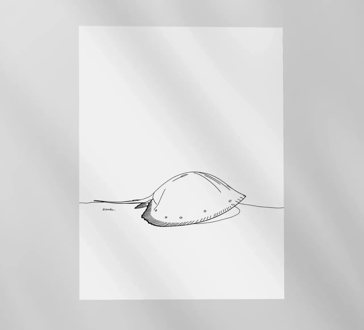Arte lineare minimalista di una creatura marina pellicola backlit da Viv Line Art