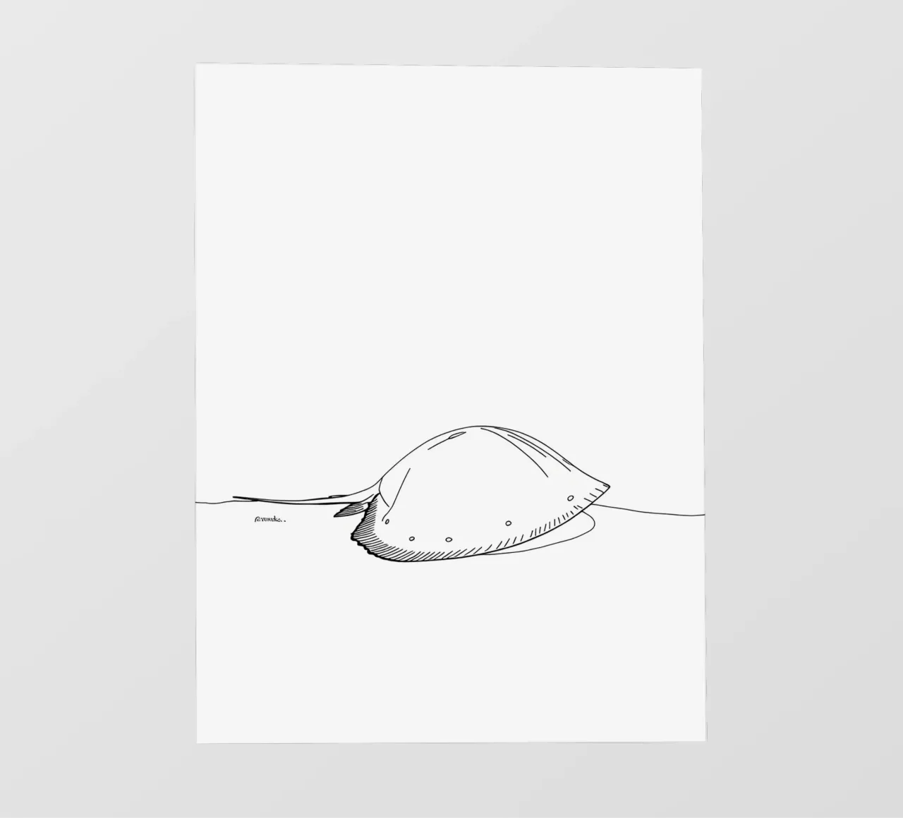 Arte lineare minimalista di una creatura marina pellicola backlit da Viv Line Art