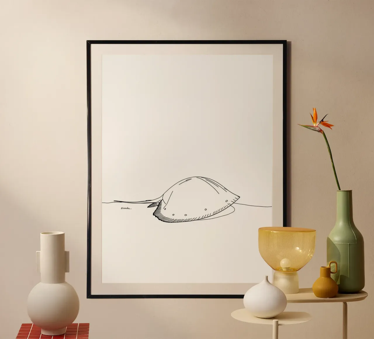 Meereskreatur Minimalist Line Art Hahnemühle von Viv Line Art