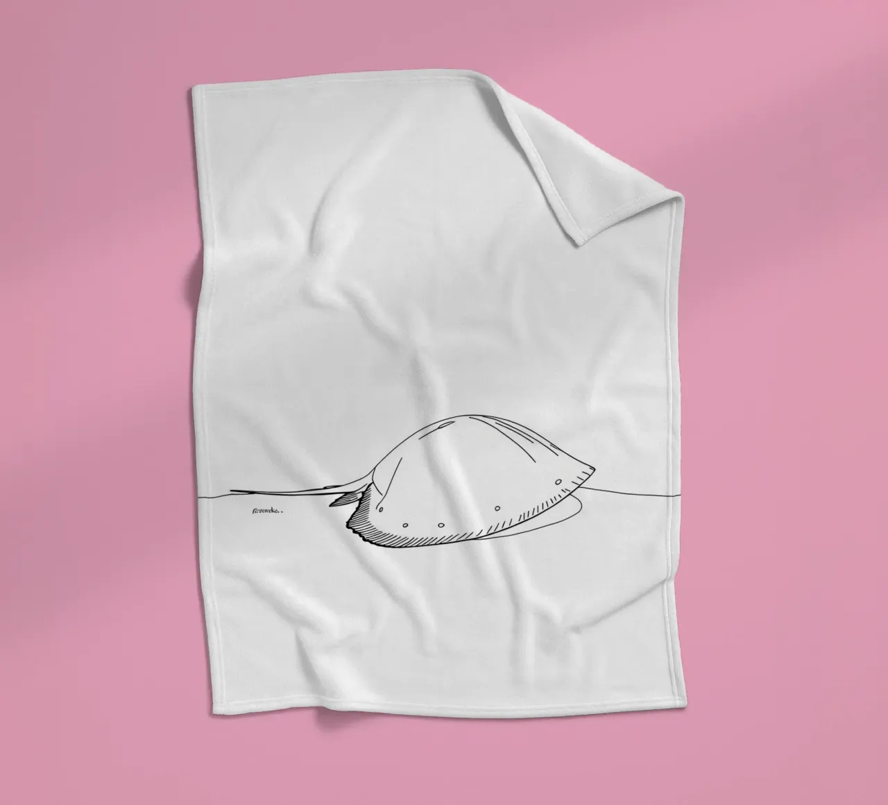 Sea Creature Minimalist Line Art fleece blanket by Viv Line Art