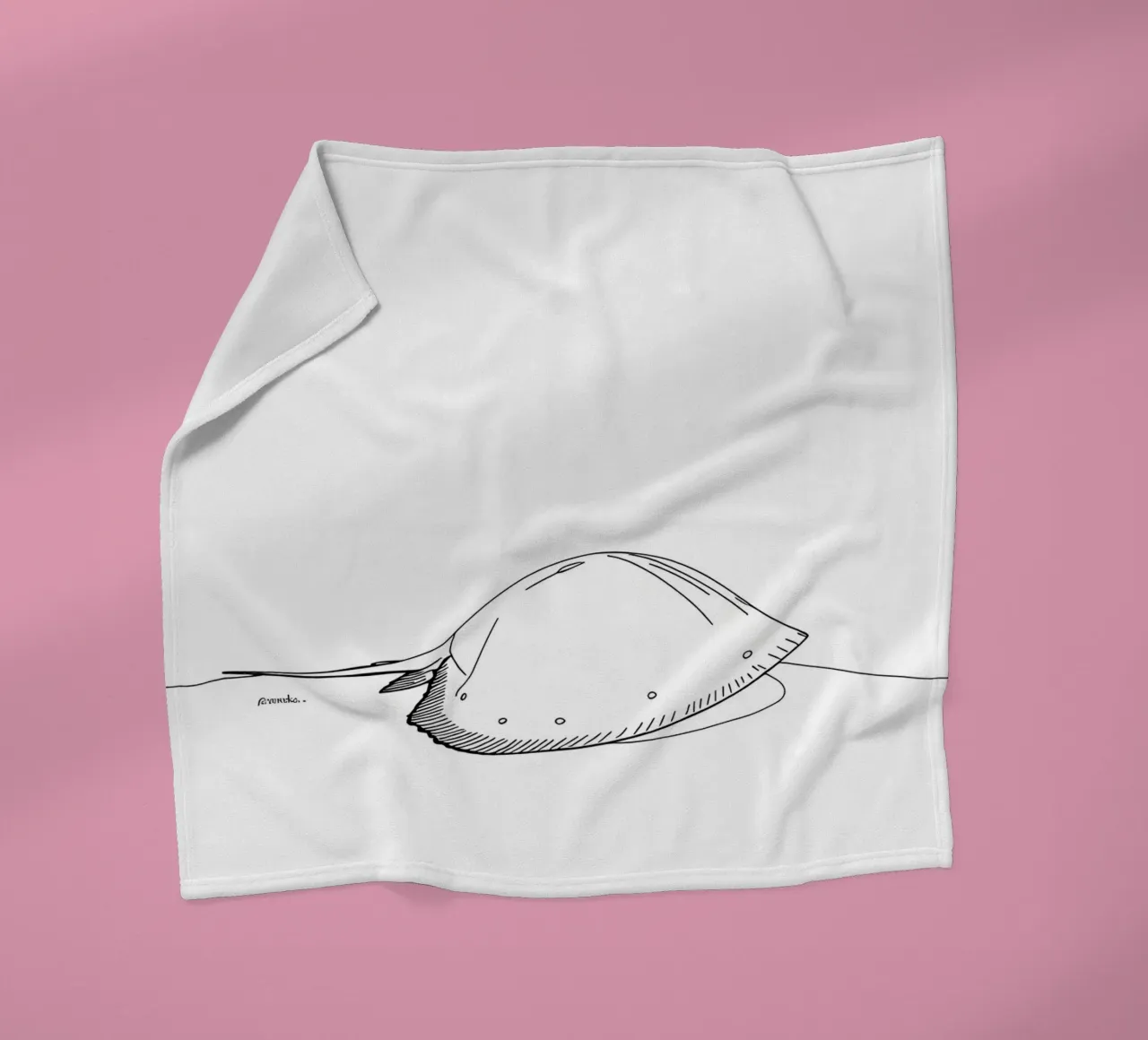 Sea Creature Minimalist Line Art fleece blanket by Viv Line Art