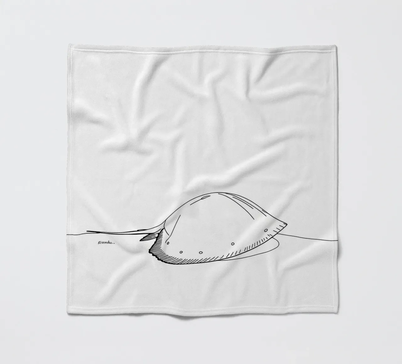 Sea Creature Minimalist Line Art fleece blanket by Viv Line Art