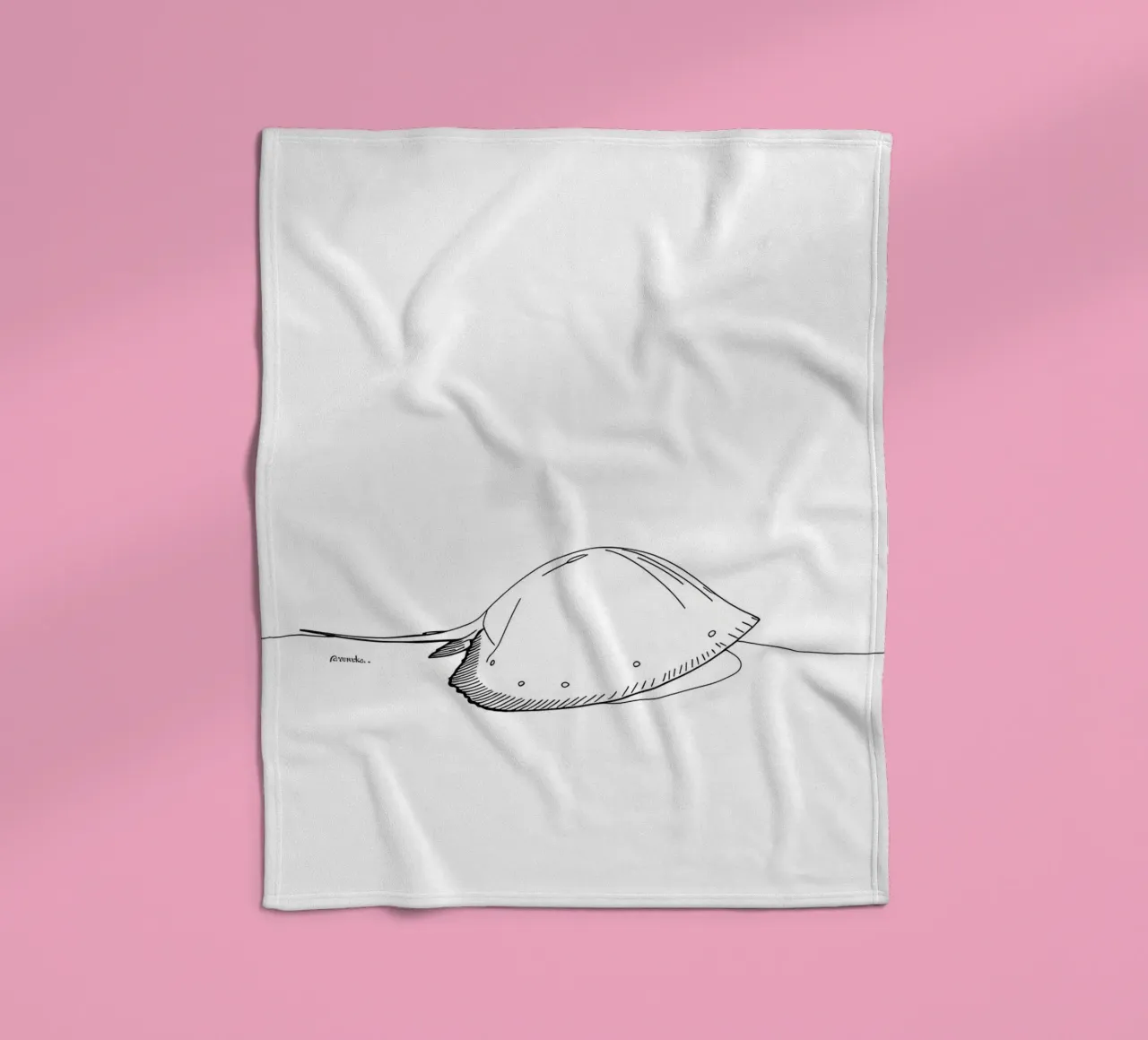 Sea Creature Minimalist Line Art fleece blanket by Viv Line Art