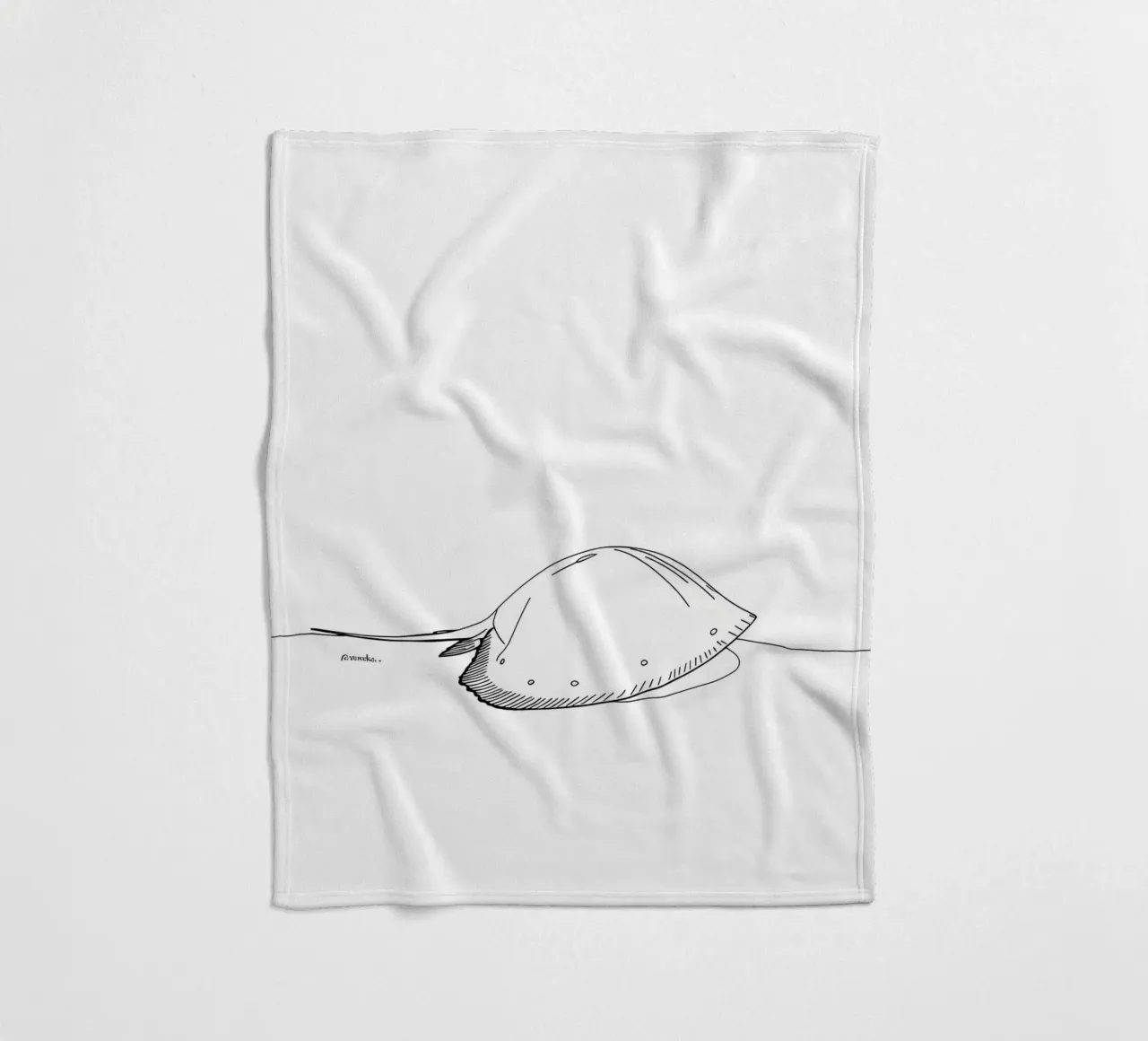 Sea Creature Minimalist Line Art fleece blanket by Viv Line Art