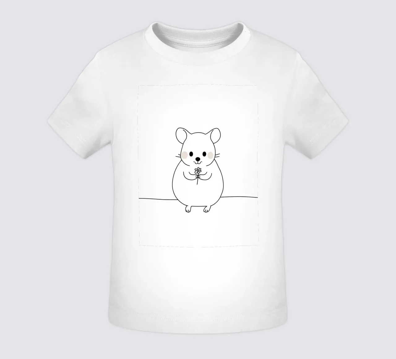 Topo con fiore Line Art minimalista maglietta neonato da Viv Line Art