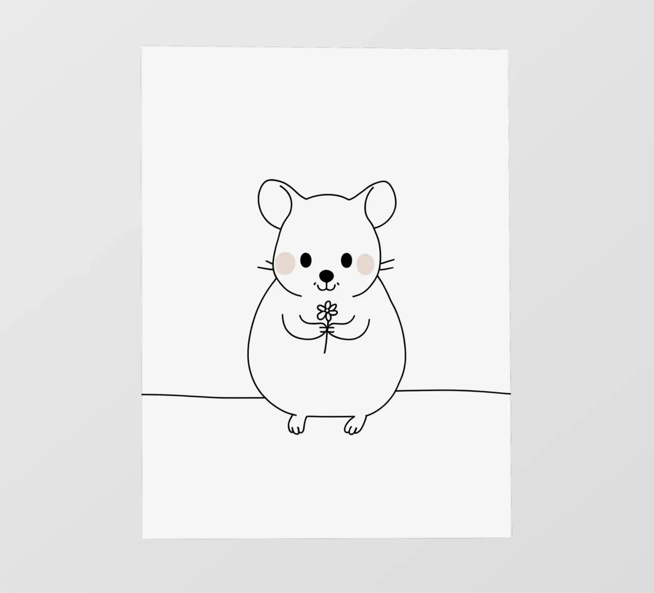 Topo con fiore Line Art minimalista pellicola backlit da Viv Line Art