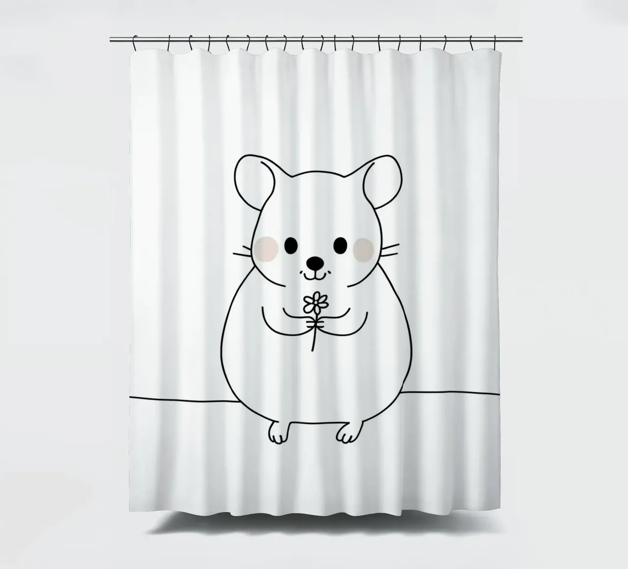 Topo con fiore Line Art minimalista tenda da doccia da Viv Line Art