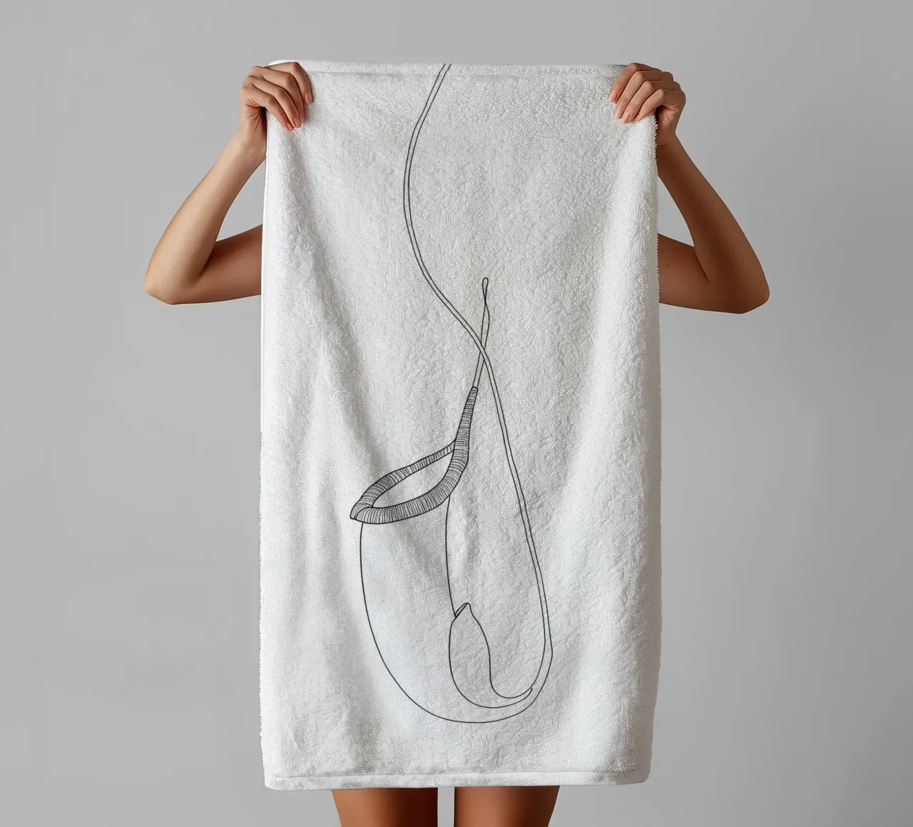 Pianta Brocca Line Art minimalista asciugamano da bagno da Viv Line Art