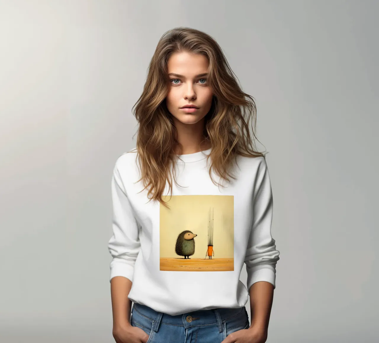 Minimal Porcupine 2 sweatshirt by Minimal Animal Art