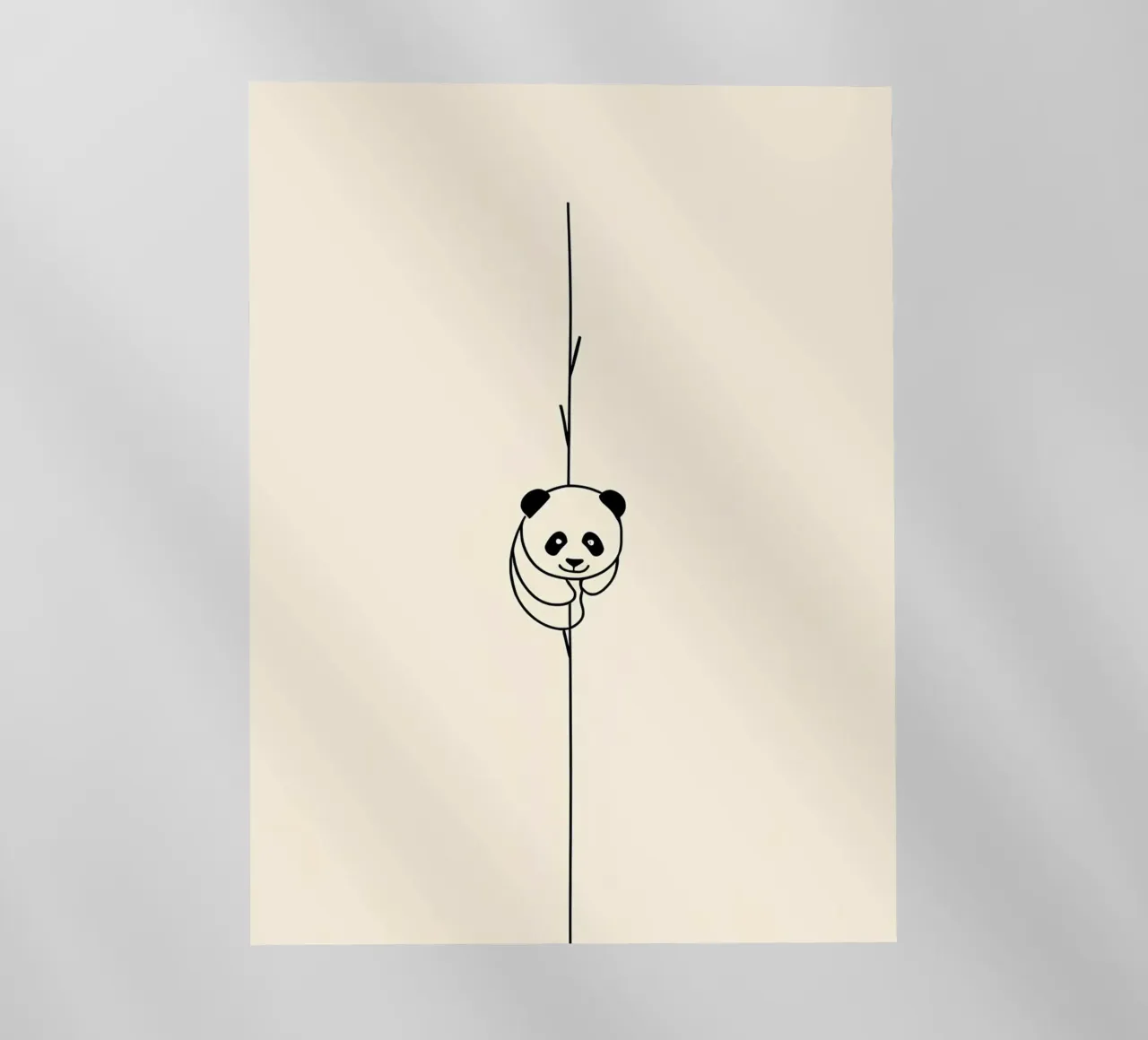 Panda su bambù Line Art minimalista pellicola backlit da Viv Line Art