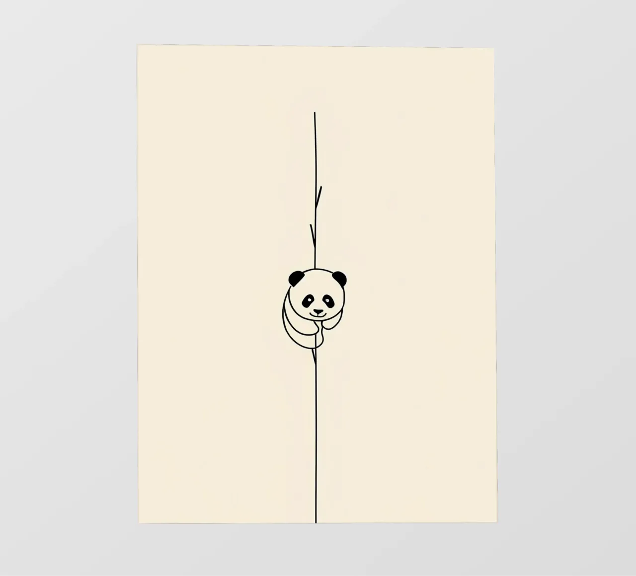 Panda su bambù Line Art minimalista pellicola backlit da Viv Line Art