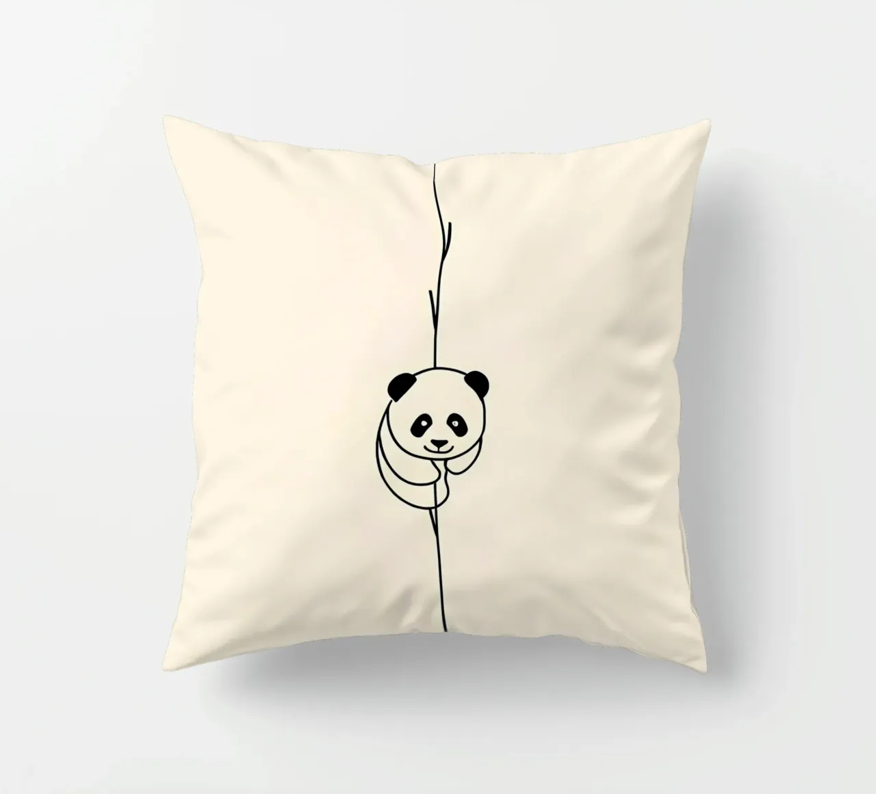 Panda su bambù Line Art minimalista cuscino da Viv Line Art