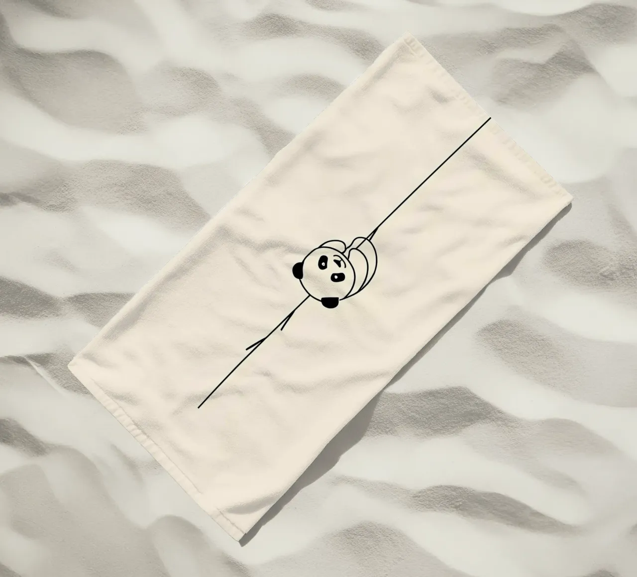 Panda su bambù Line Art minimalista telo mare da Viv Line Art