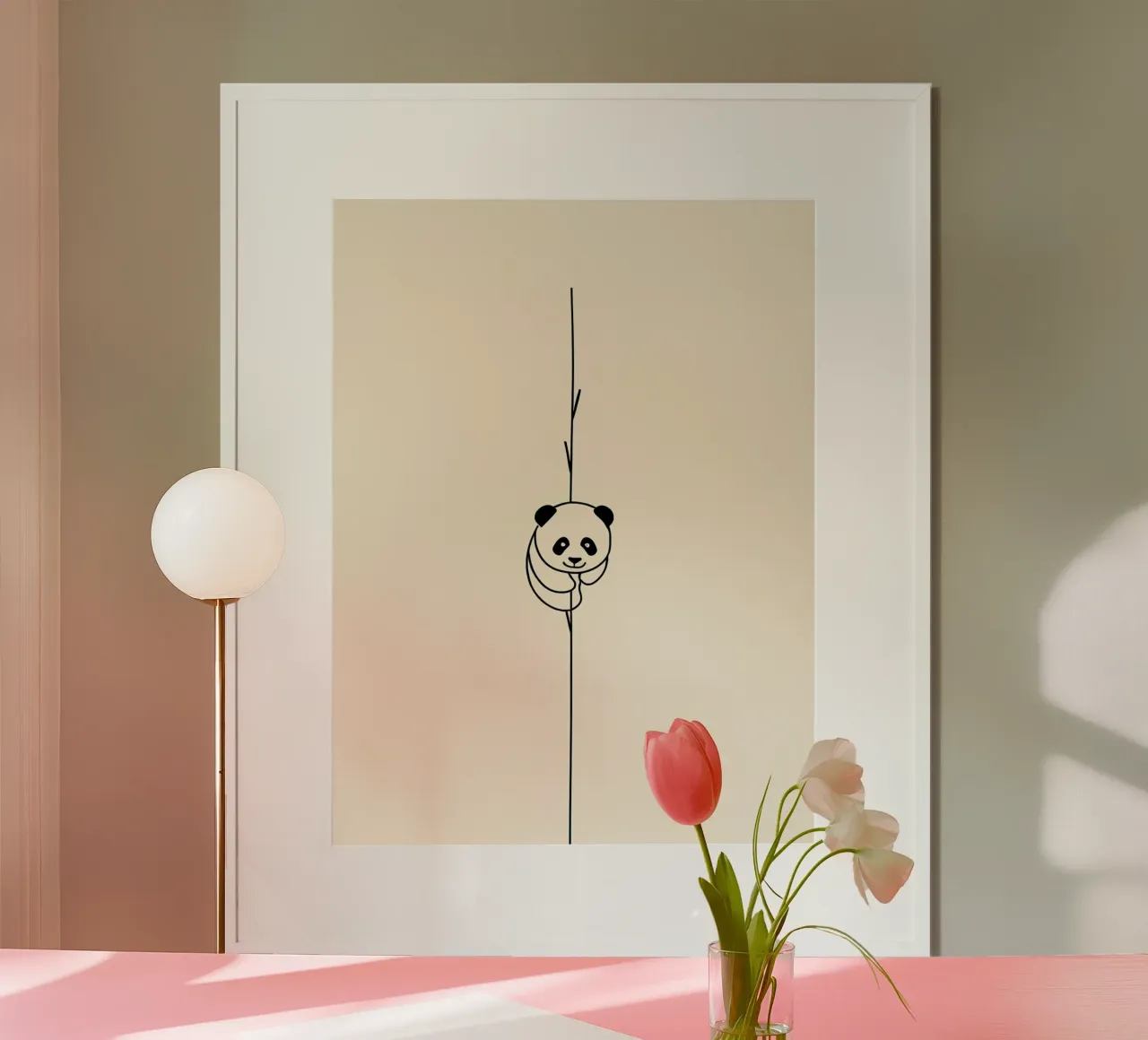 Panda su bambù Line Art minimalista poster da Viv Line Art
