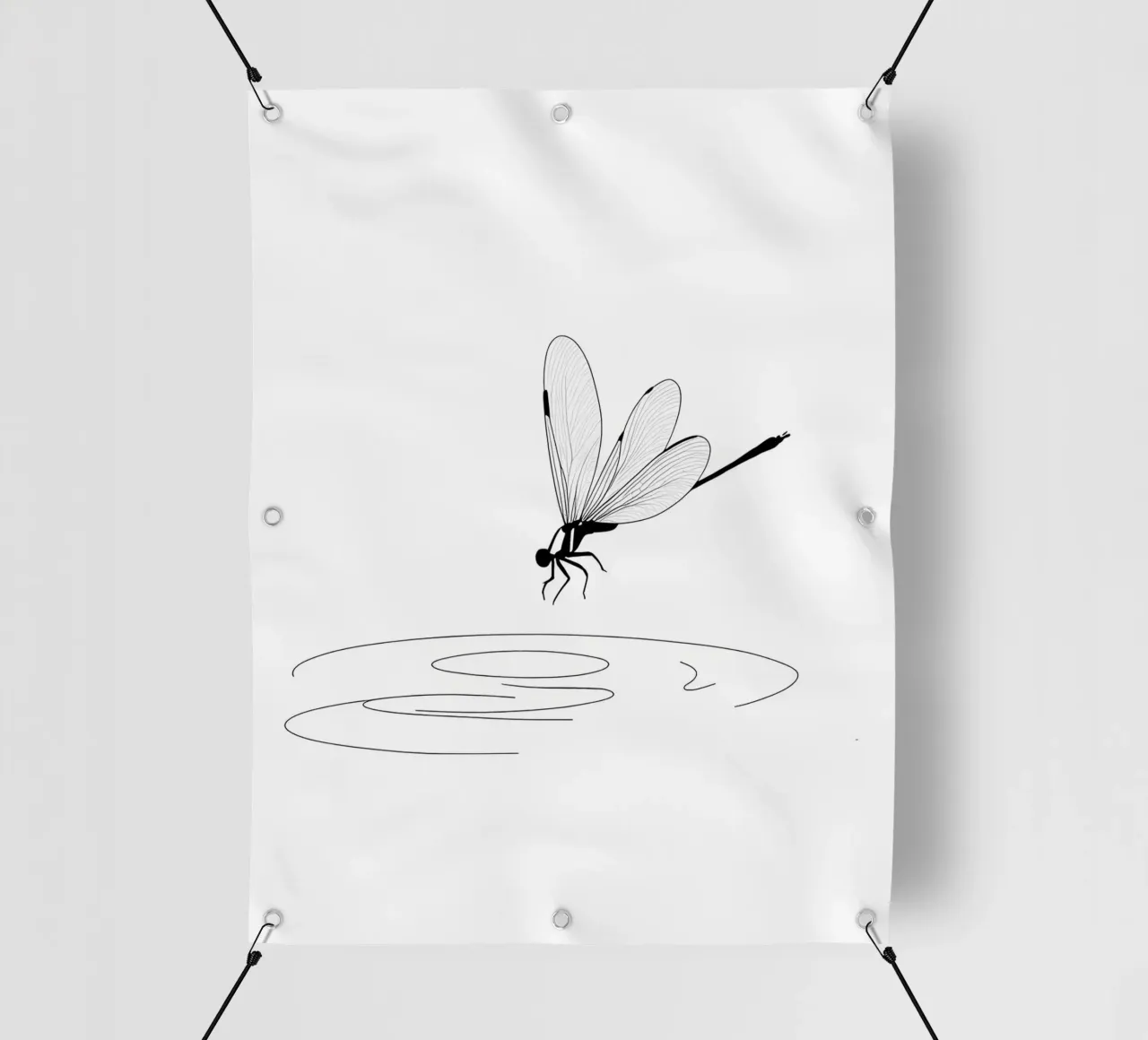 Libellula sull'acqua Line Art minimalista telo in pvc da Viv Line Art