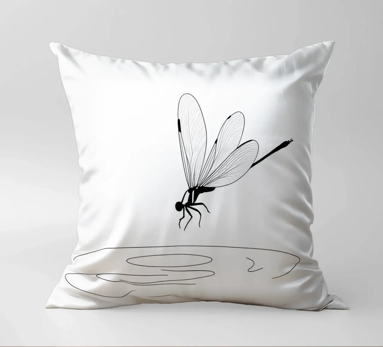 Libellula sull'acqua Line Art minimalista cuscino da Viv Line Art