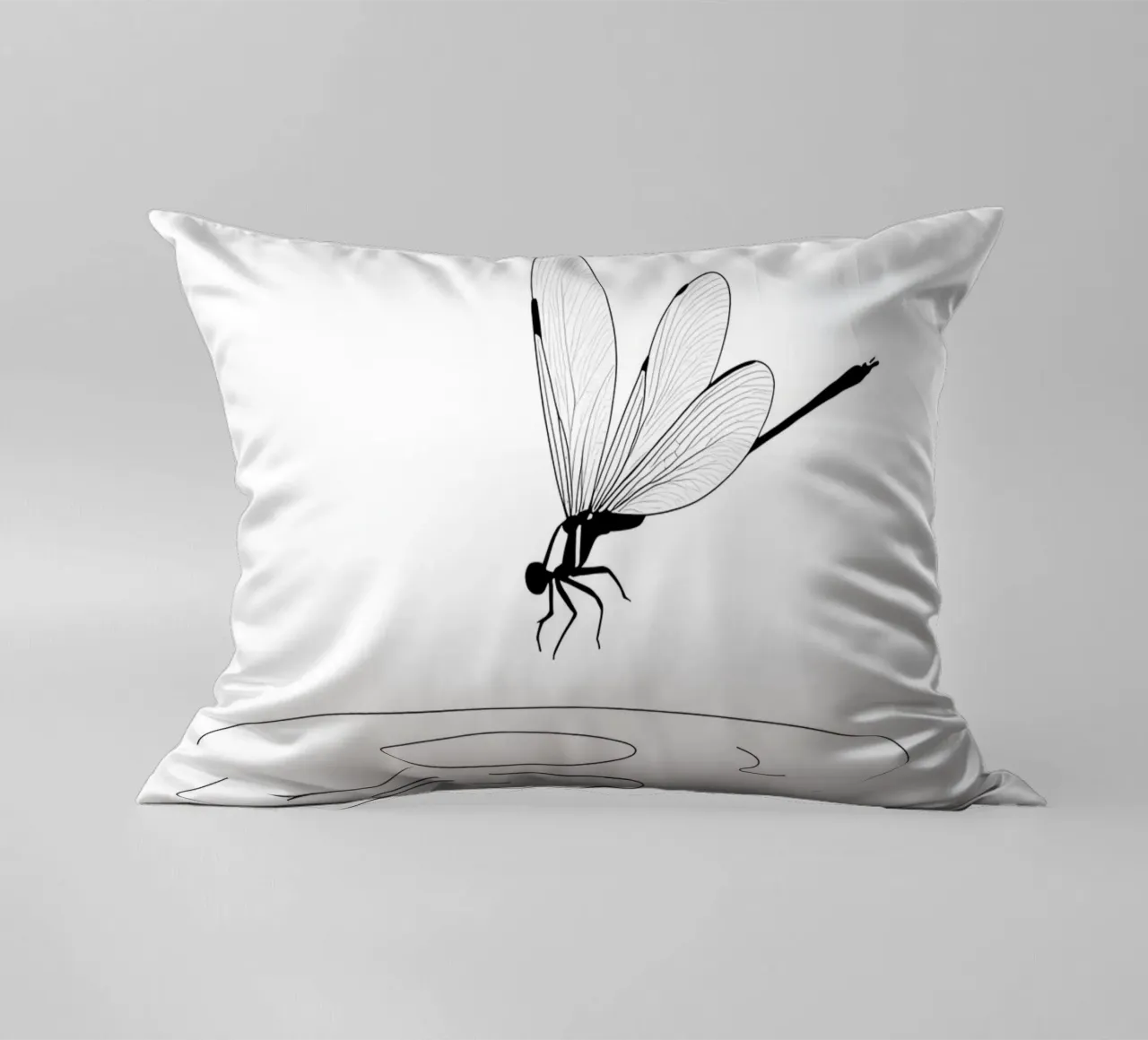 Libellula sull'acqua Line Art minimalista cuscino da Viv Line Art
