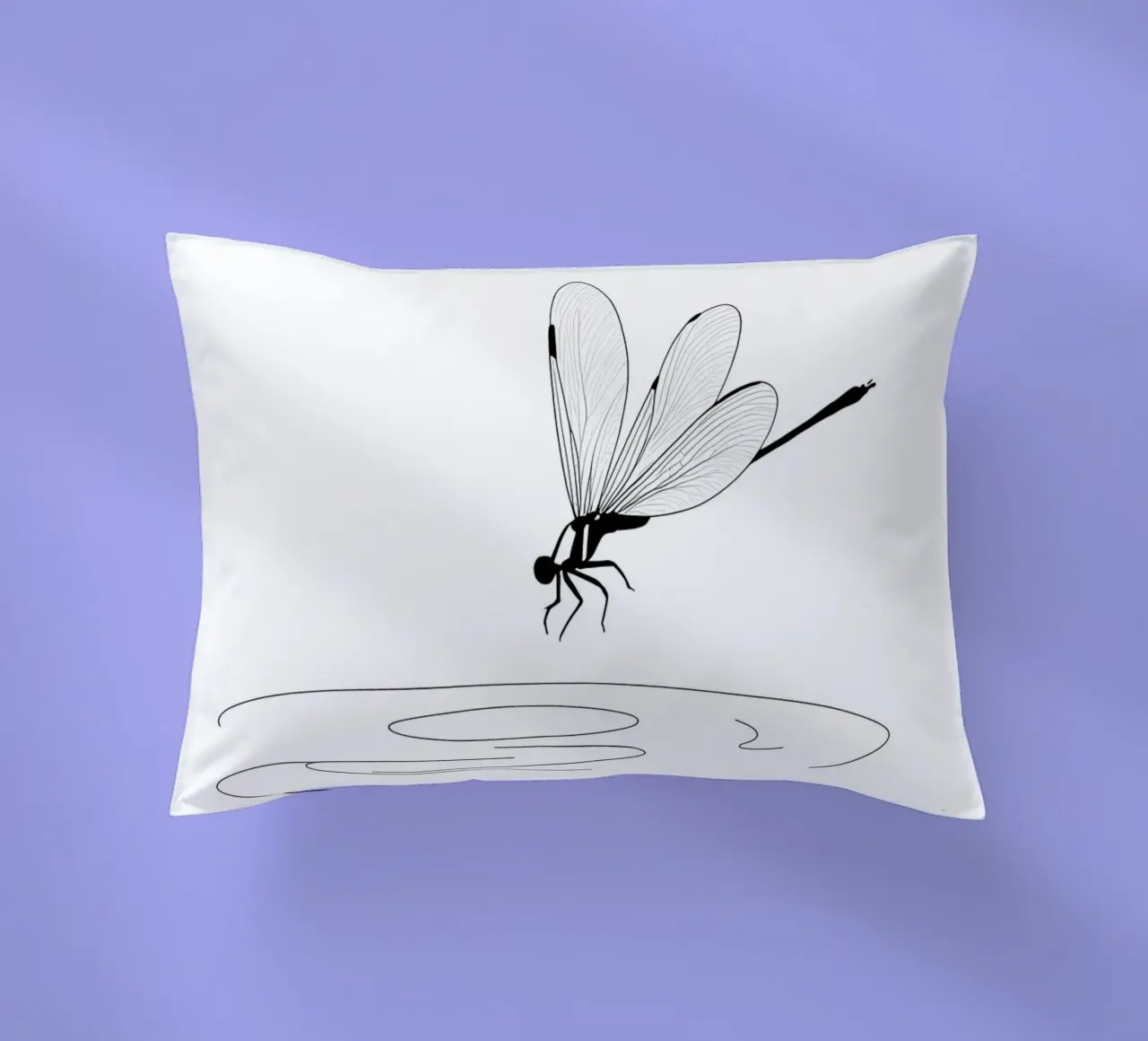 Libellula sull'acqua Line Art minimalista cuscino da Viv Line Art