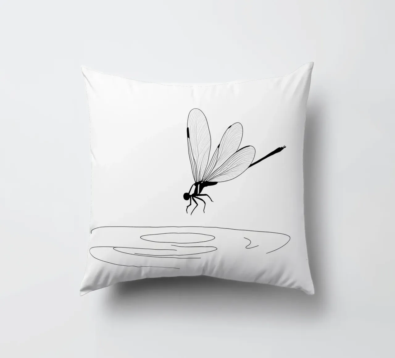 Libellula sull'acqua Line Art minimalista cuscino da Viv Line Art