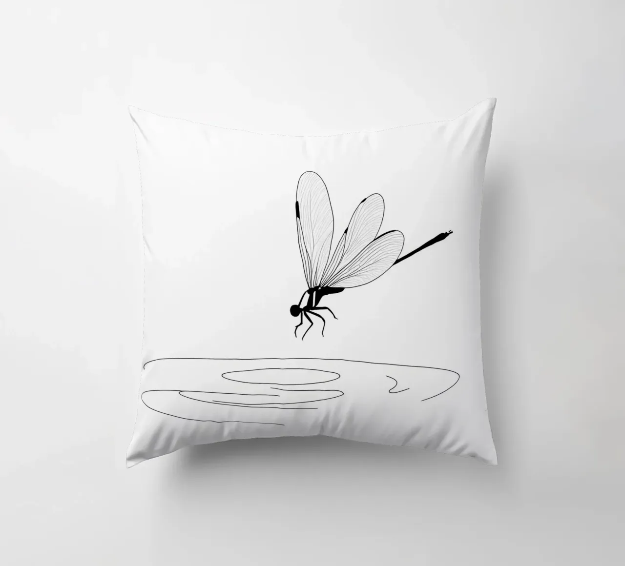 Libellula sull'acqua Line Art minimalista cuscino da Viv Line Art