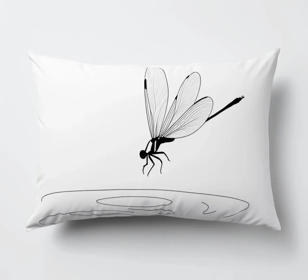 Libellula sull'acqua Line Art minimalista cuscino da Viv Line Art