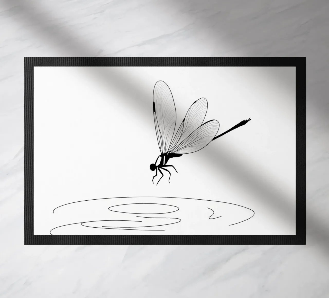 Libellula sull'acqua Line Art minimalista zerbino da Viv Line Art