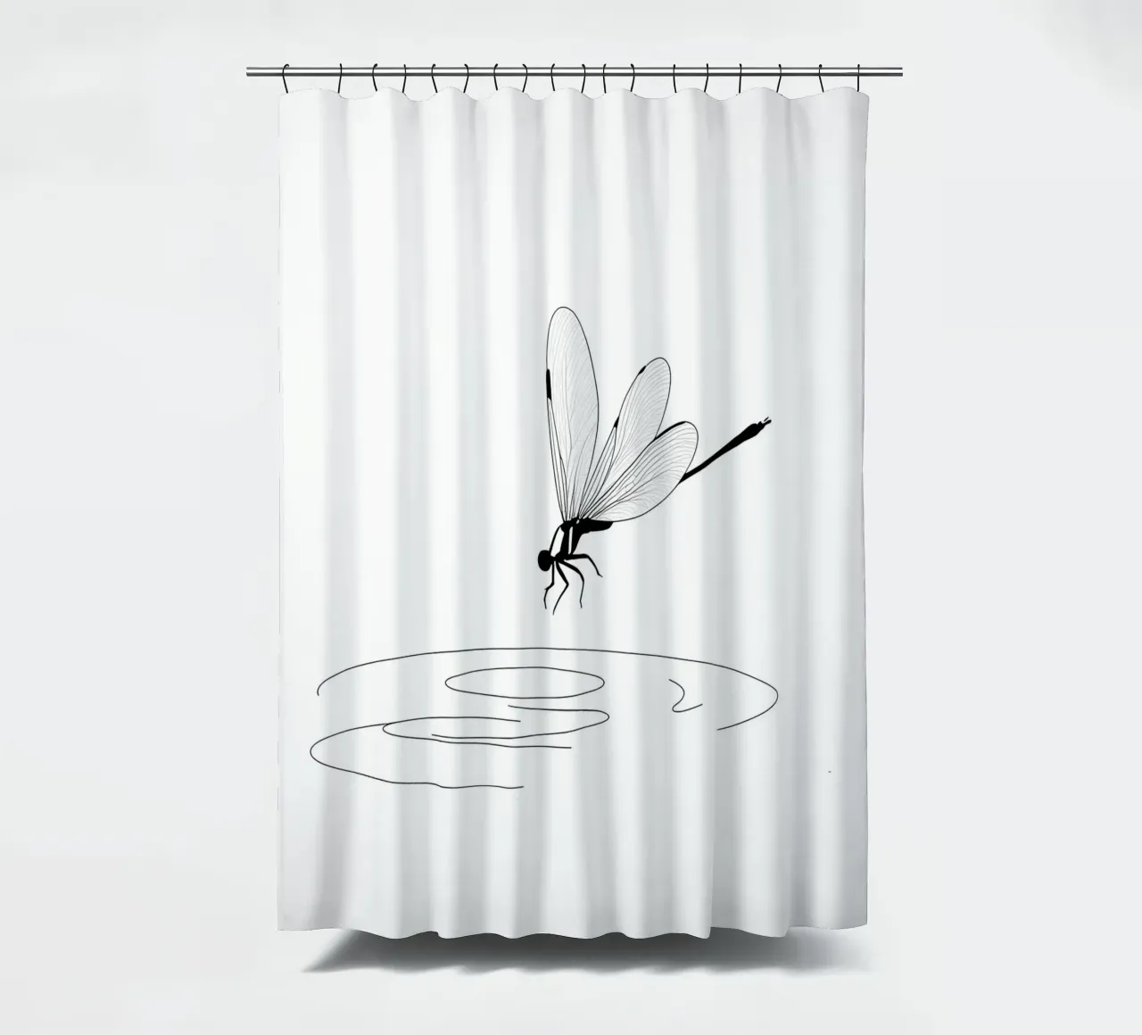 Libellula sull'acqua Line Art minimalista tenda da doccia da Viv Line Art