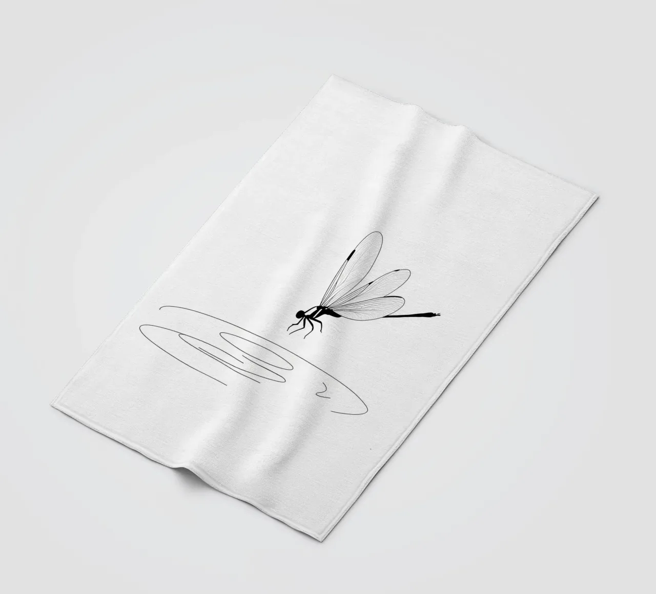 Libellula sull'acqua Line Art minimalista coperta in pile da Viv Line Art