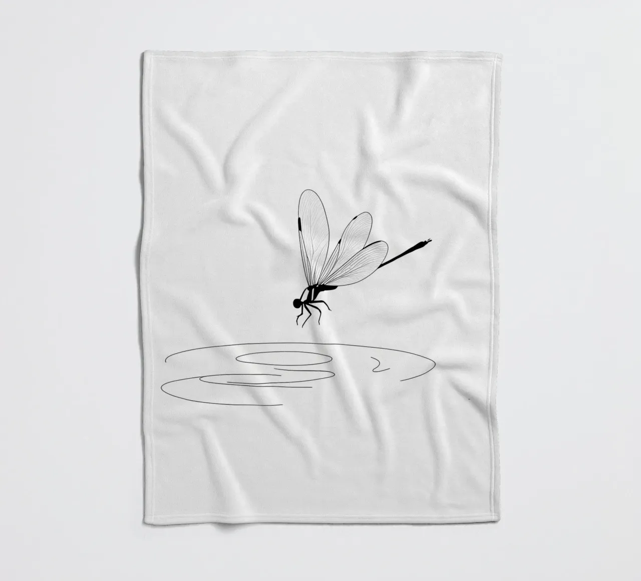 Libellula sull'acqua Line Art minimalista coperta in pile da Viv Line Art