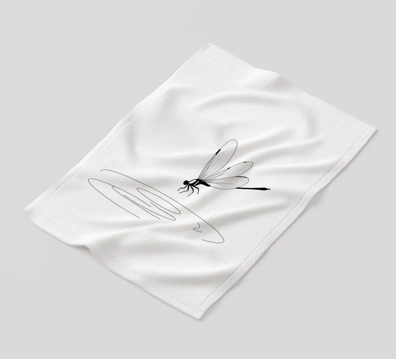 Libellula sull'acqua Line Art minimalista coperta in pile da Viv Line Art