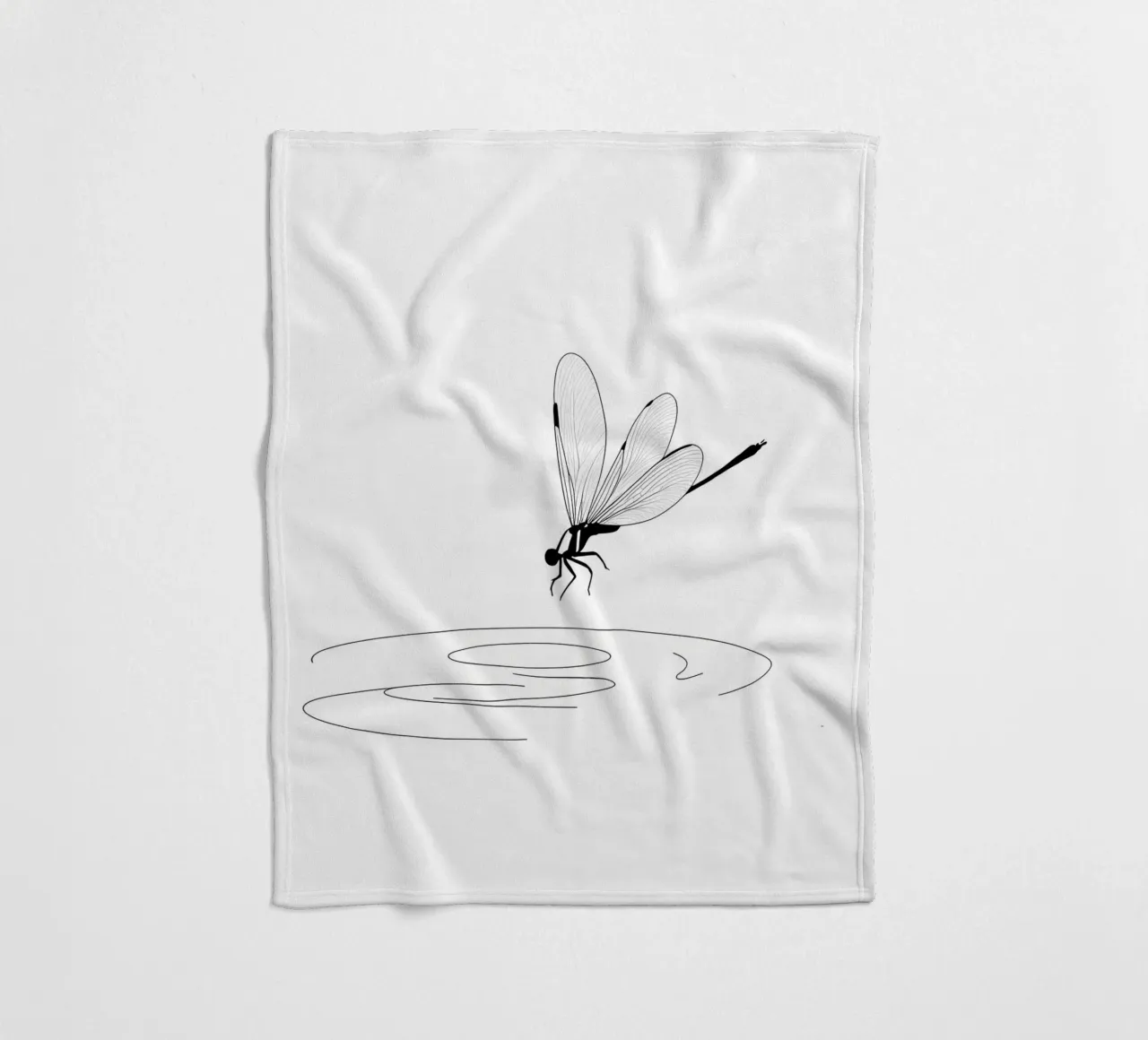 Libellula sull'acqua Line Art minimalista coperta in pile da Viv Line Art