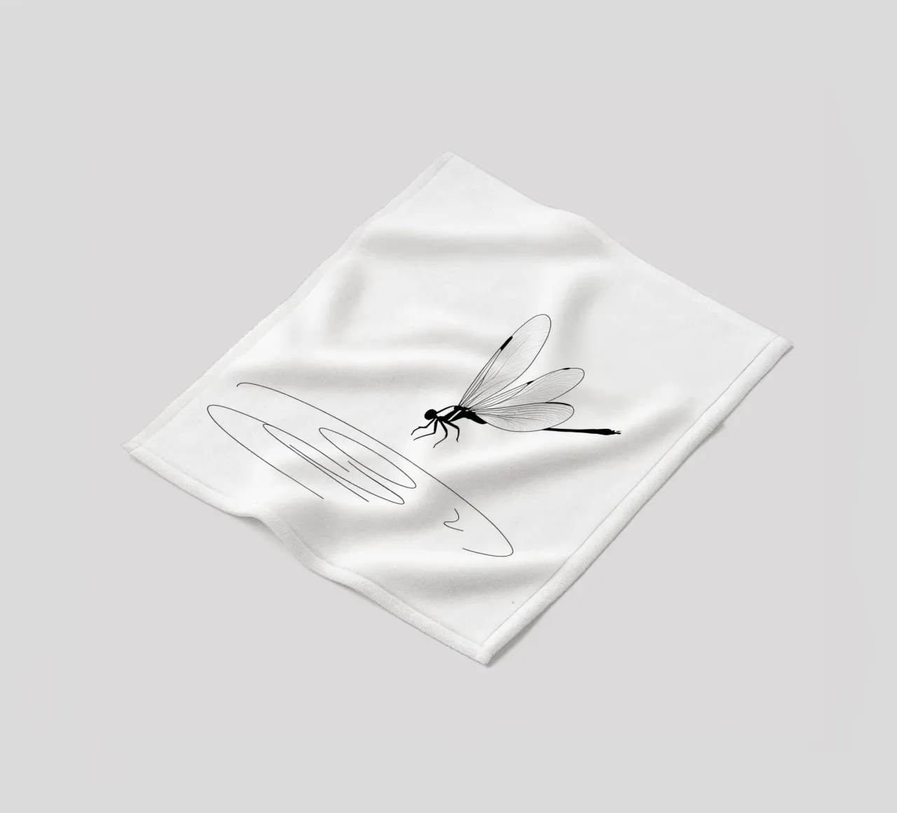 Libellula sull'acqua Line Art minimalista coperta in pile da Viv Line Art