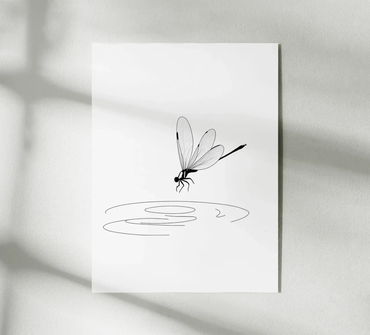 Libellula sull'acqua Line Art minimalista plexiglass da Viv Line Art