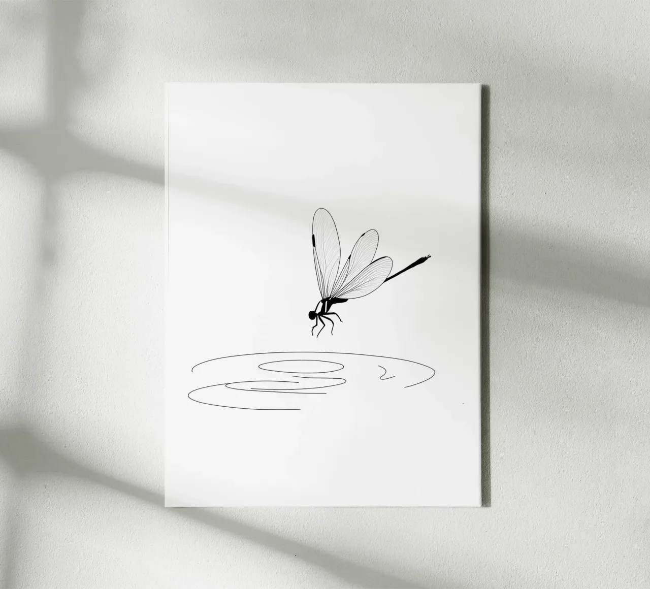 Libellula sull'acqua Line Art minimalista tela da Viv Line Art