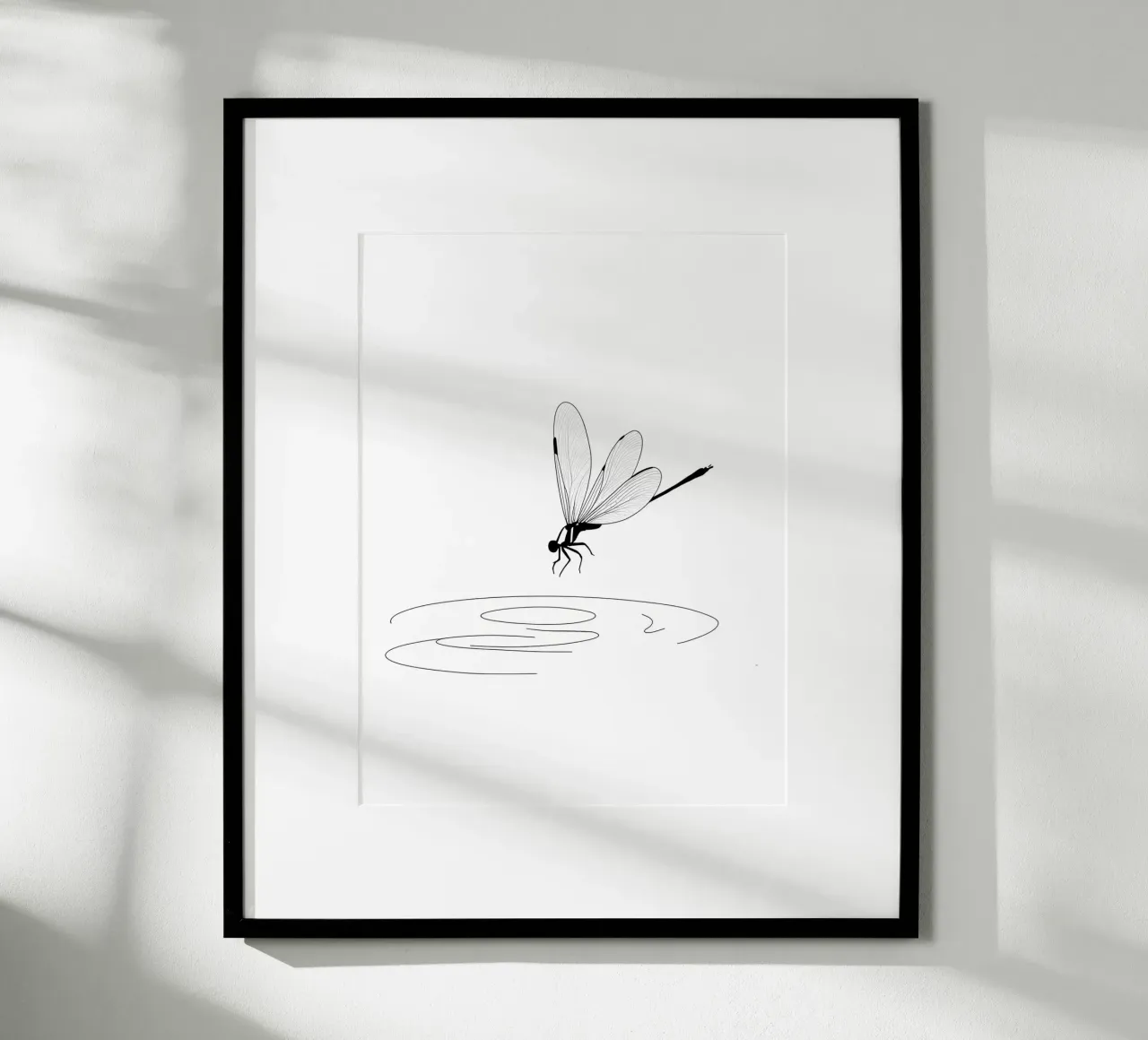 Libellula sull'acqua Line Art minimalista carta hahnemühle da Viv Line Art