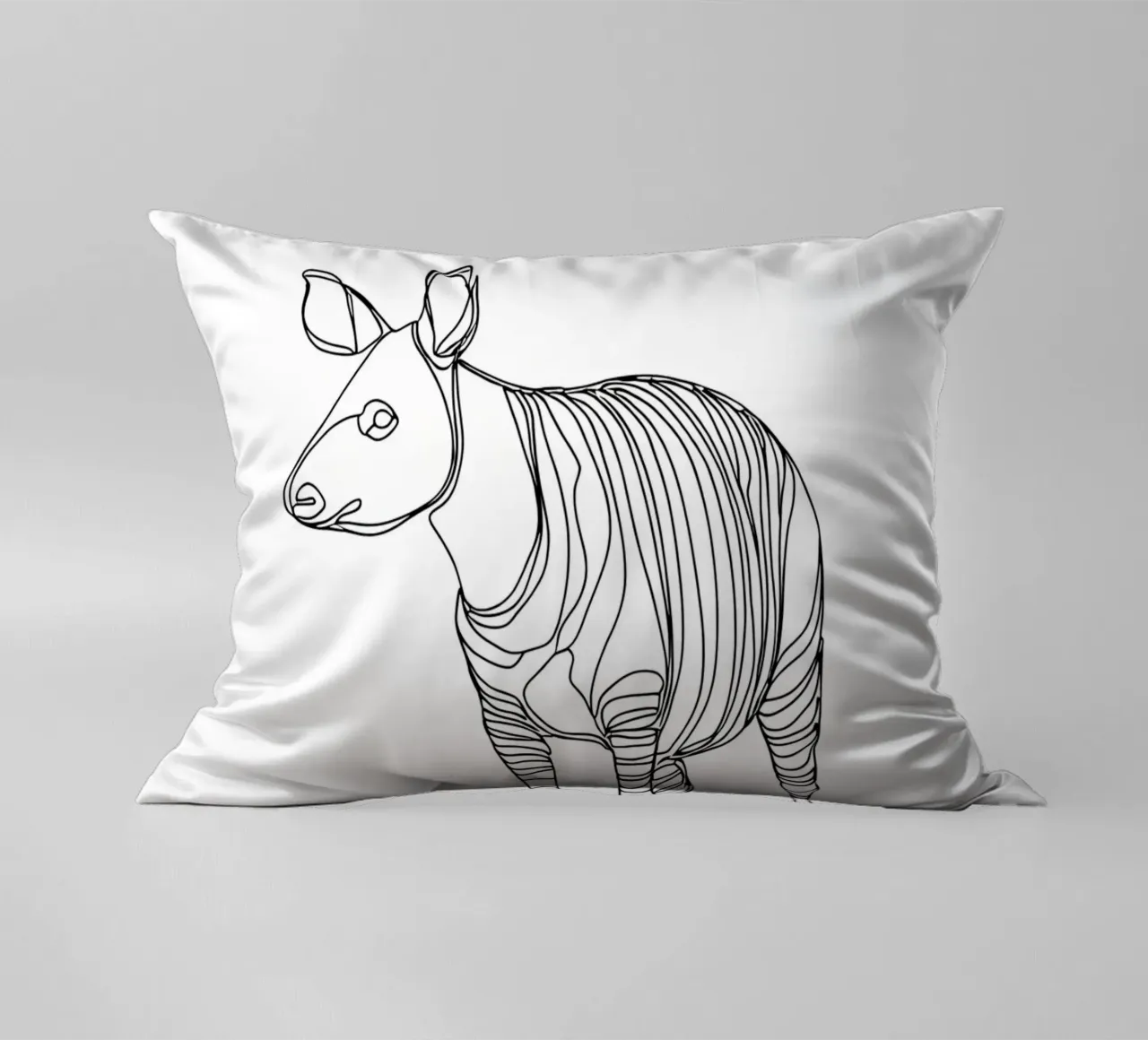 Tapiro in piedi Line Art minimalista cuscino da Viv Line Art