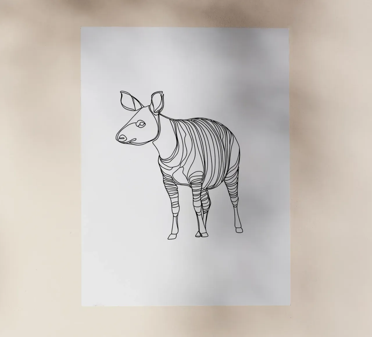 Tapiro in piedi Line Art minimalista pellicola backlit da Viv Line Art